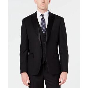 RYAN SEACREST DISTINCTION Black Slim-Fit Stretch Long Tuxedo Jacket SZ 40